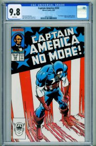 Captain America #332 CGC 9.8--1987--Steve Rogers resigns--comic book 4291312002