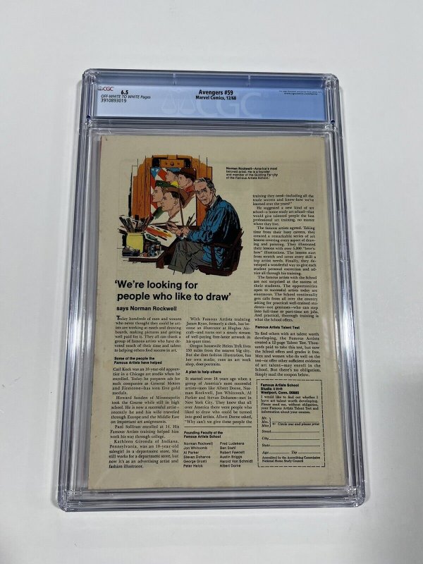 Avengers 59 cgc 6.5 ow/w pages Marvel 1968