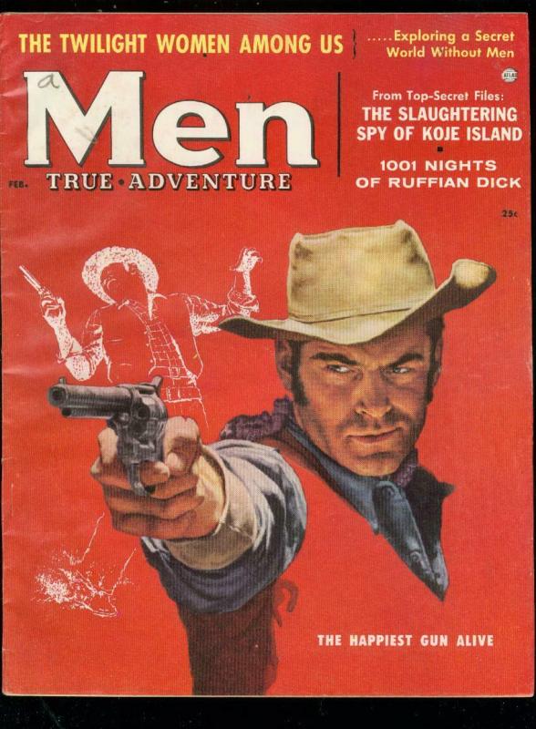 MEN MAGAZINE FEB 1957-JAMES BAMA ART-JUDY FOSTER-PULP FN