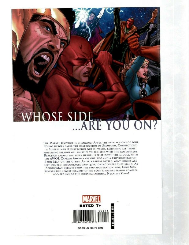 Lot Of 6 Civil War Marvel Comic Books # 1 (2) 2 3 (2) 6 Avengers X-Men Hulk RB27 