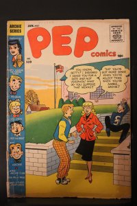 Pep #119 (1957) SALE! Affordable Grade VG+ Archie grilled by Betty cover Jughead