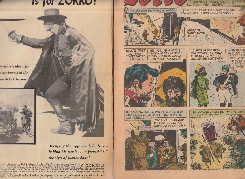 Four Color #920 (1958)  Zorro, The Character That Inspired Batman !