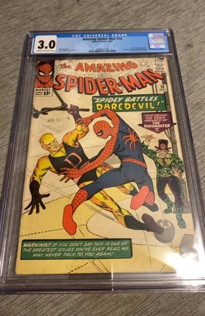 The Amazing Spider-Man #16 (1964)1st daredevil/Spider-Man xcross beautiful book