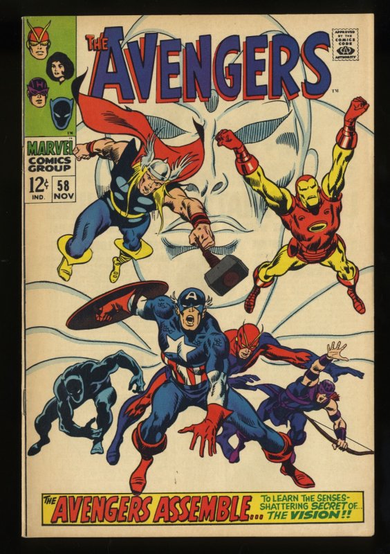 Avengers #58 FN/VF 7.0 2nd Vision! Marvel Comics Thor Captain America