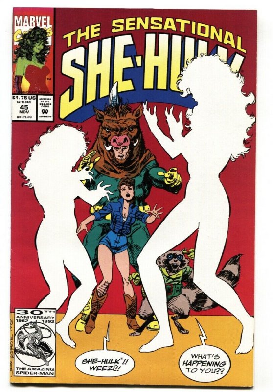 SENSATIONAL SHE-HULK #45 comic book-EARLY ROCKET RACCOON APPEARANCE-MARVEL