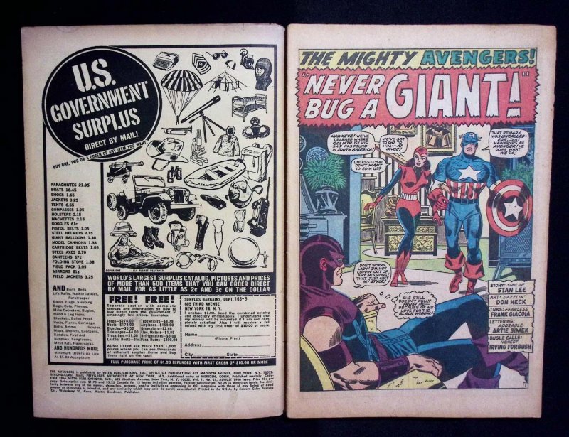 AVENGERS #31 Aug 1966 Goliath,Keeper of the Flame,Stan Lee,Scarlet Witch Hawkeye