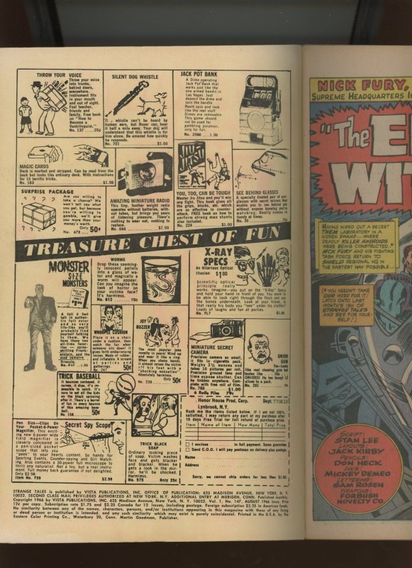 (1966) Strange Tales #147: SILVER AGE! KEY ISSUE! (1ST CAMEO) KALUU! (7.5/8.0)