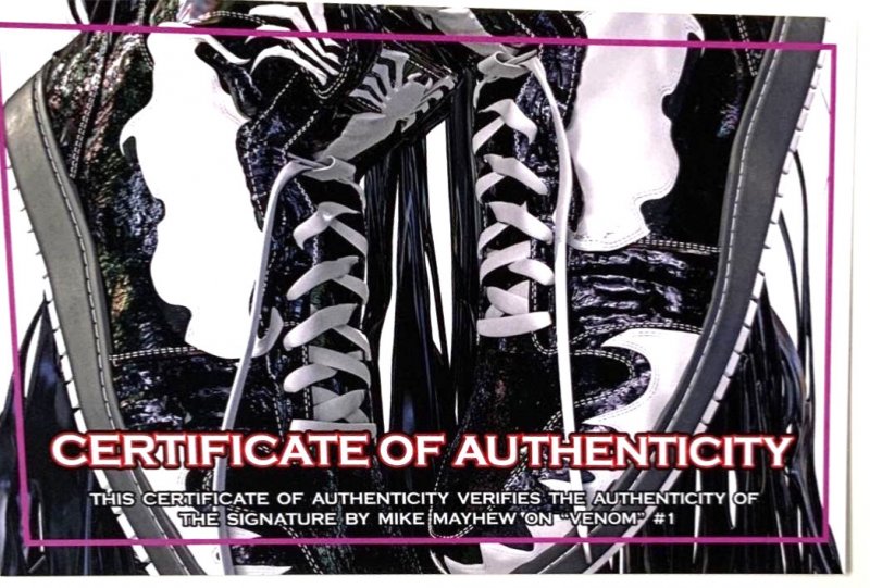 Venom #1 Mike Mayhew Sneakerhead Trade/Virgin Dual Signed Set W/COA’s NM.