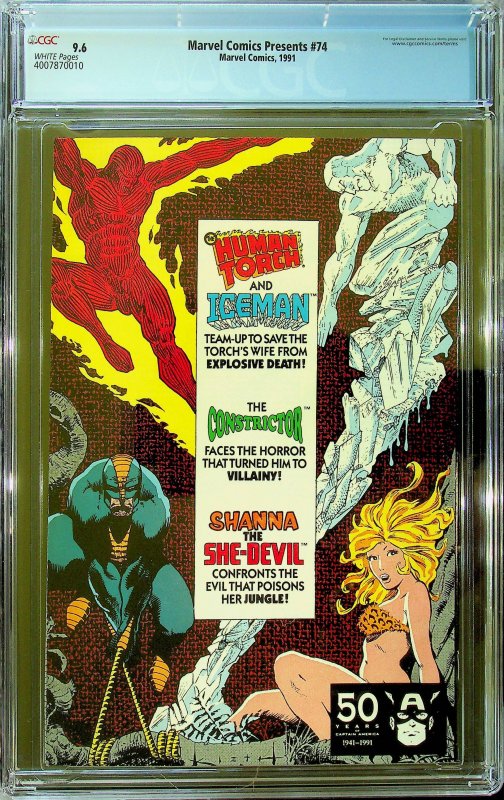 Marvel Comics Presents #74 (1991) - CGC 9.6 - Cert#4007870010