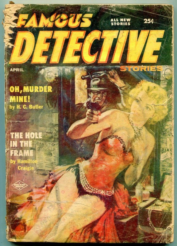 Famous Detective Stories Pulp April 1956- Saunders cover G
