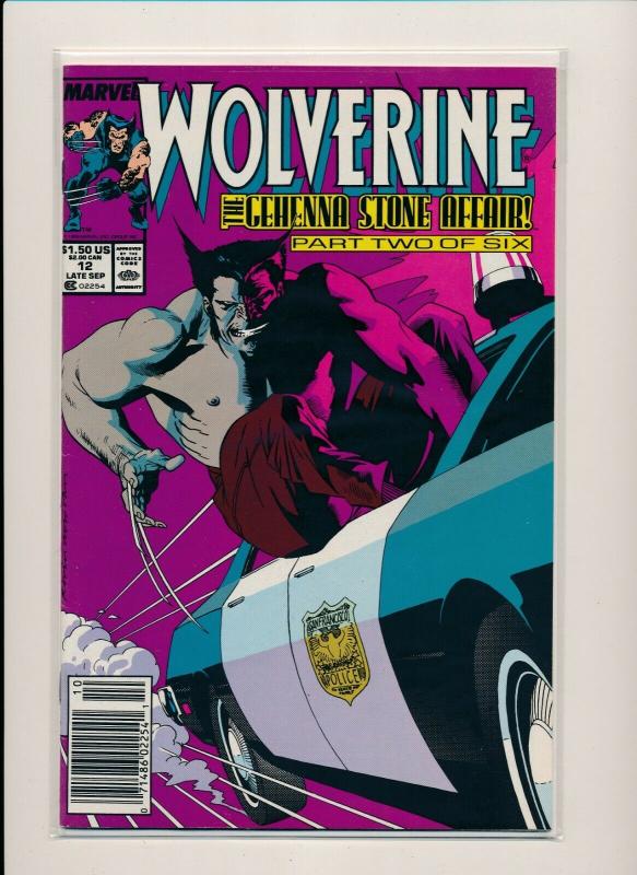 Marvel Comics WOLVERINE #12, Gehenna Stone Affair! Pt 2 ~ 1989 VF/NM (PF489) 