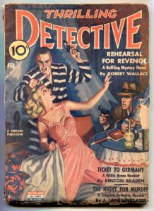 Thrilling Detective Pulp 2/1943- violent cover VG-