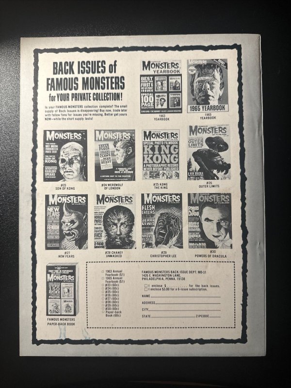 Famous Monsters of Filmland (1958) # 31 VFNM