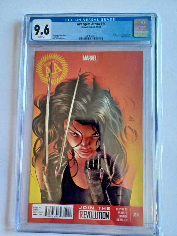 Avengers Arena #14 - X-23 Cover/ Wolverine 1 Homage - 2013 - CGC 9.6