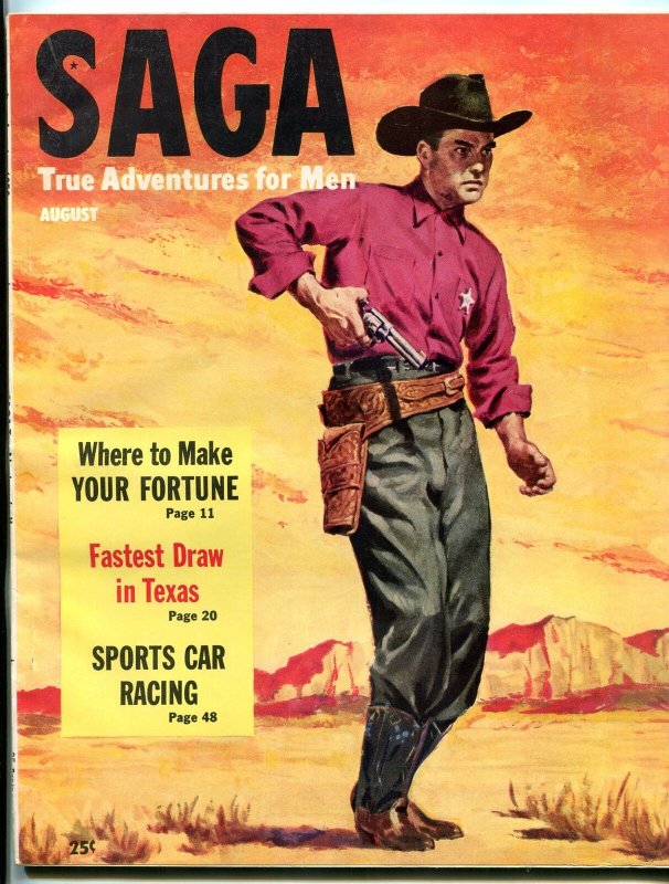 Saga Magazine August 1952-STALIN/WAR/GUN DUEL/AUTO RACING FN