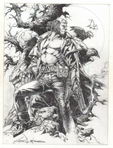 Hellboy with Ravens and Tree Commission - Signed art by Ruby Nebres