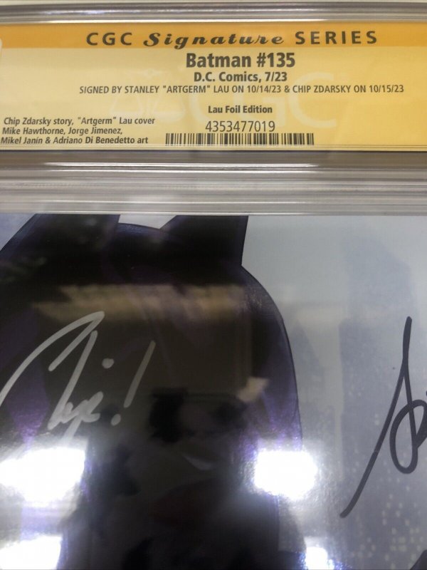 Batman (2023) # 135 (CGC 9.8 SS) Signed Chip Zdarsky * Stanley “Artgerm” Lau