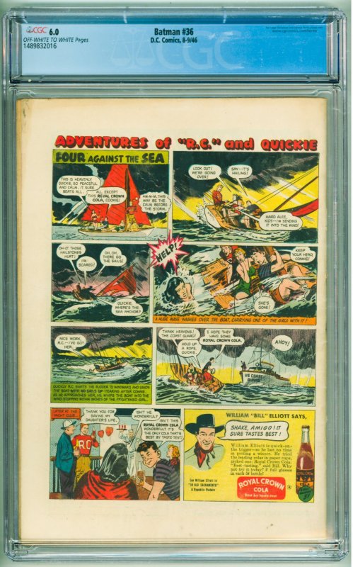 Batman #36 (1946) CGC 6.0! OWW Pages!