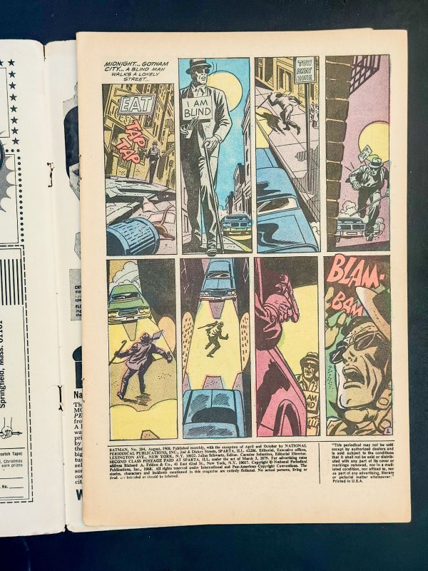 Batman #204 (1968) fully detached cover