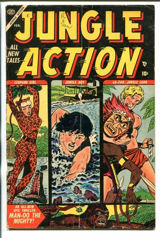 JUNGLE ACTION #3 1955-ATLAS-JOE MANEELY-LO-ZAR-LEOPARD GIRL-vg