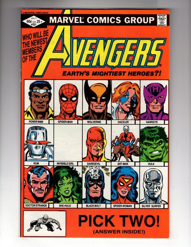 The Avengers #221 (1982) New Members to Team - Bronze Marvel / MC#39