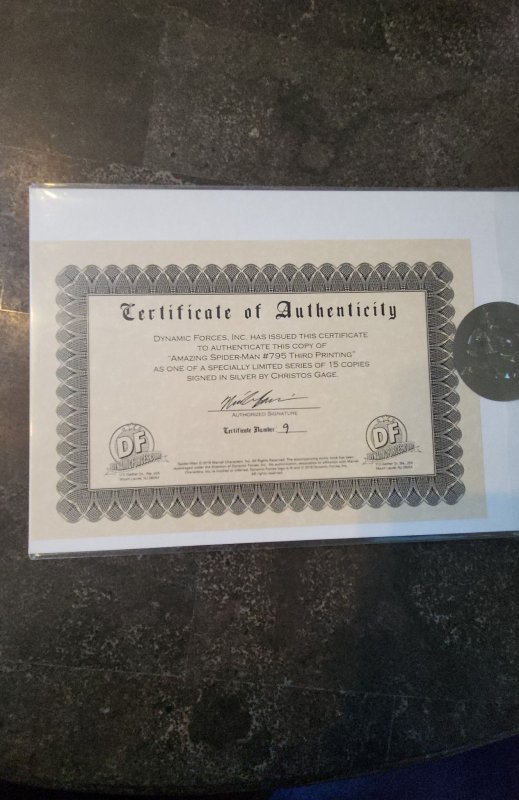 The Amazing Spider-Man #795 Limited to 15 copies signed in silver Gage