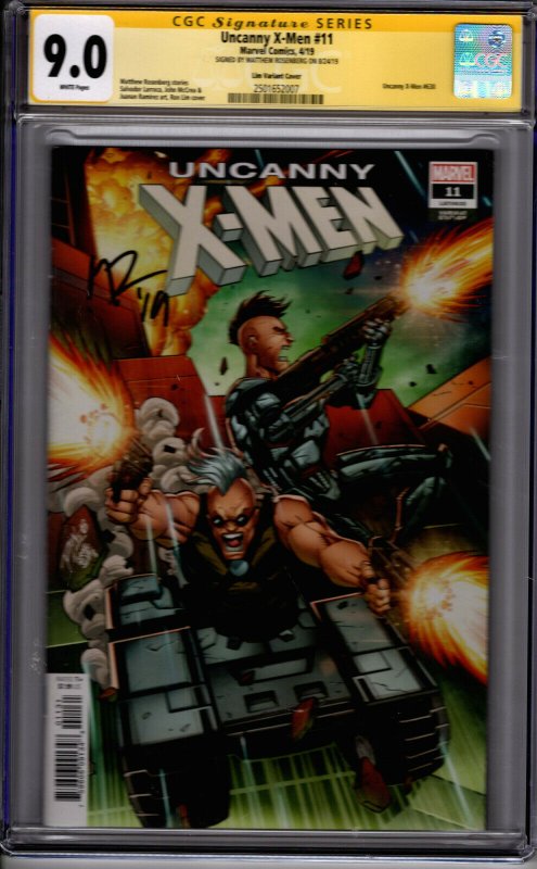 Uncanny  X-Men #11! Lim Variant! CGC SS 9.0! Signed by Matthew Rosenberg!