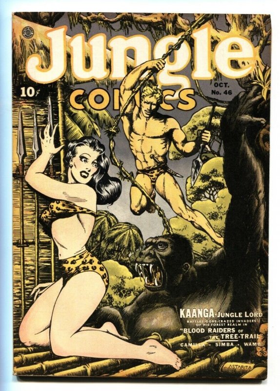 Jungle Comics #46-Fanged ape menacing jungle babe on cover-Comic Book 1943