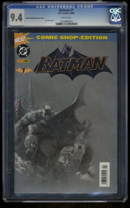 Batman (2005) #1 CGC NM 9.4 White Pages German Variant Comic Shop Edition!