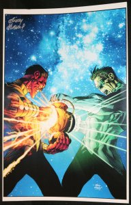 Green Lantern vs. Sinestro Print (EX) Signed in SILVER by Andy Kubert 