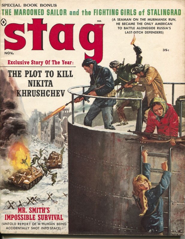 Stag 11/1960-Atlas-Krushchev-Nasser-cheesecake-Kunstler-Bama-FN 