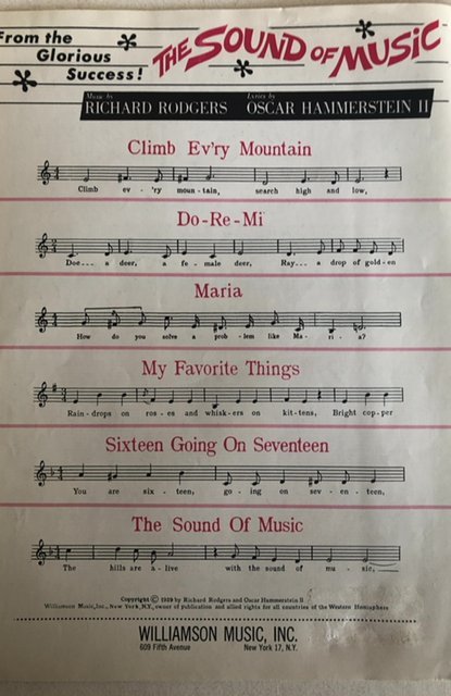 Something good from the sound of music sheet music 1964 nice copy!C all my sheet