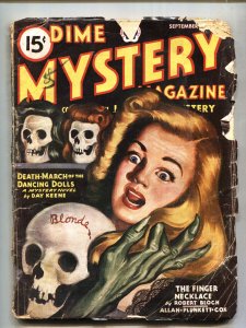Dime Mystery 9/1945-Popular-Skull cover-Crime Pulp Magazine