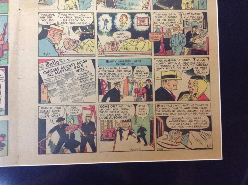 Dick Tracy Orig. Newspaper Comic Strip 1942 Atlanta Journal Framed & Matted BNT