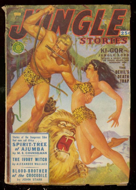 JUNGLE STORIES FALL 1951-FICTION HOUSE-  KI-GOR - RARE VG