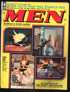Men 12/1973-Hank AAron-Gobi Desert-Violence-exploitation-crime-terror-cheesecake