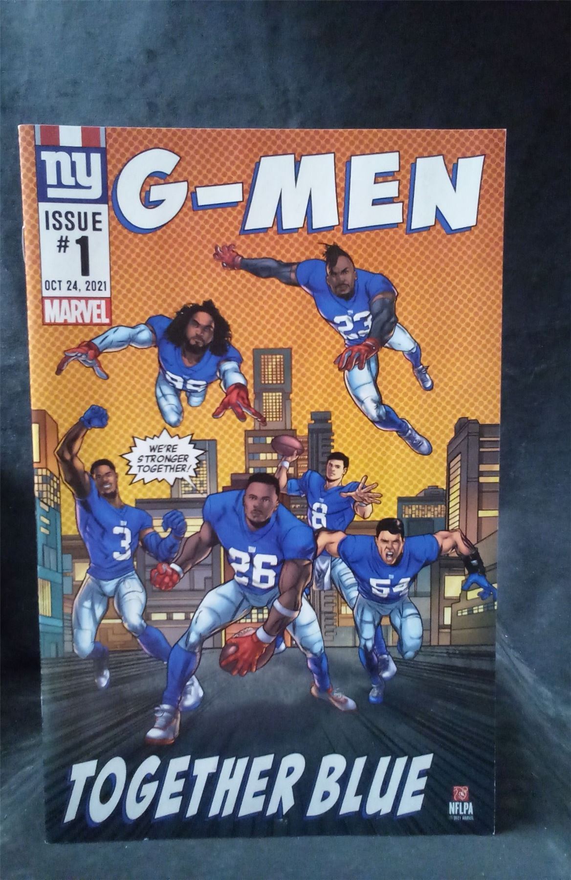 Custom New York Giants #1 G-Men Together Blue 2021 Marvel Comics Comic Book