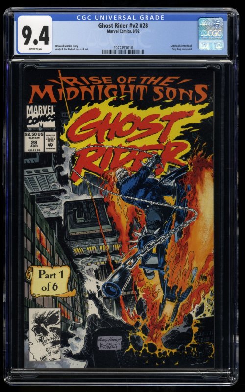 Ghost Rider #28 CGC NM 9.4 White Pages 1st Midnight Sons Lilith!