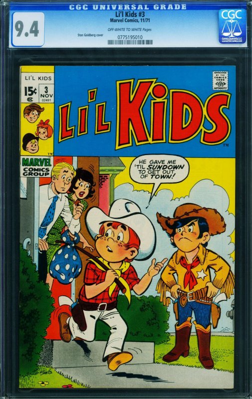 Li'l Kids #3 1971 CGC 9.4 -stan Goldberg-off-white To White 0775195010