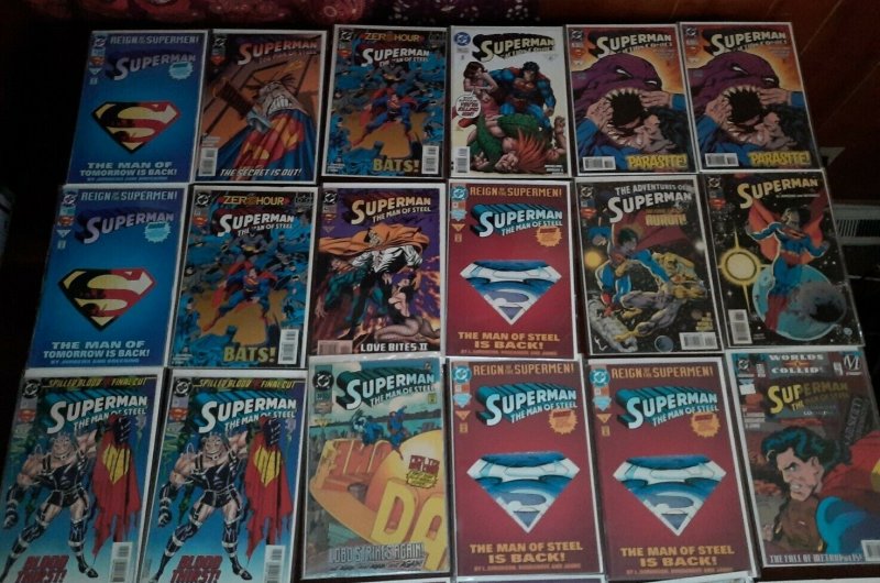 22 Lbs of 1990s & Later Superman DC comic books 117 bagged & boarded duplicates 