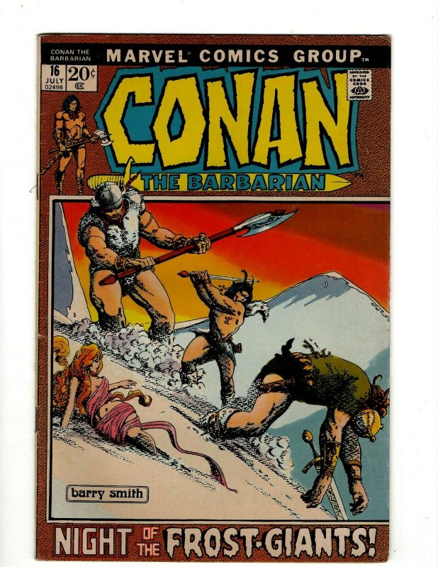 Conan The Barbarian #16 VF Marvel Comic Book Barry Smith Kull King Sword NP16