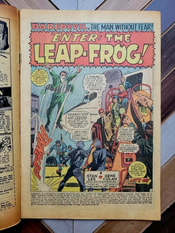 Daredevil #25 GD/VG (Marvel 1967) 1st MIKE MURDOCK & 1st LEAP FROG Colan Art