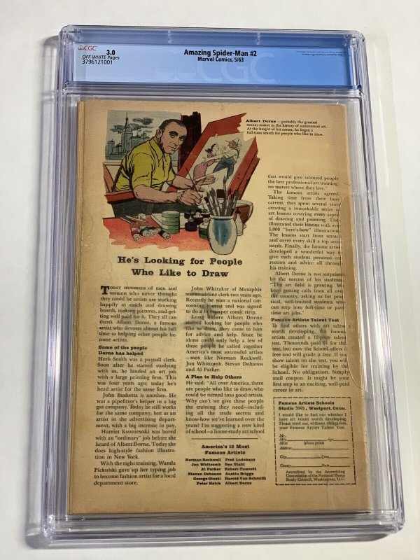 Amazing Spider-man 2 Cgc 3.0 Ow Pages 1st Vulture Marvel Silver Age