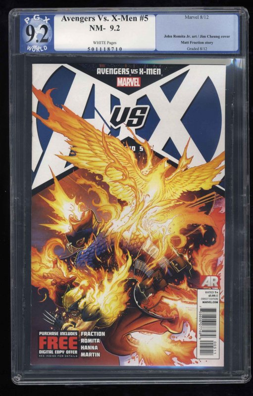 Avengers Vs. X-Men #5 PGX NM- 9.2 White Pages