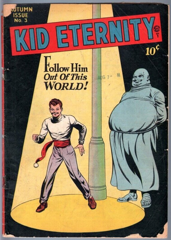 KID ETERNITY #3-1946-CLASSIC COVER-MAC RABOY-GOLDEN AGE COMIC-G/VG G/VG