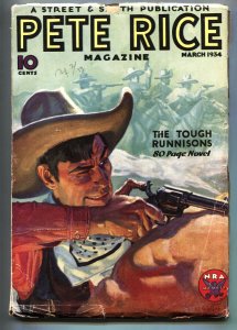 Pete Rice March 1934- Street and Smith pulp- Walter Baumhofer cover- VG+