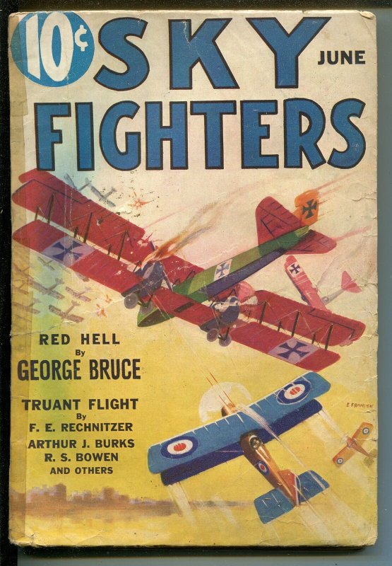 SKY FIGHTERS 06/1933-AIR WAR PULPS-WWI-CLASSIC-RARE-good