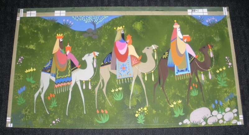 CHRISTMAS Three Wise Men Camel Procession 10x5.5 Greeting Card Art #35-1