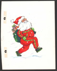 Santa Claus w Presents Snow Christmas Greeting Card Painted Art by Bob Hessler