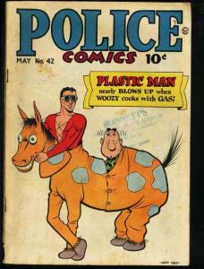 POLICE COMICS #42-PLASTIC MAN-RARE GOLDEN AGE-JACK COLE VG-